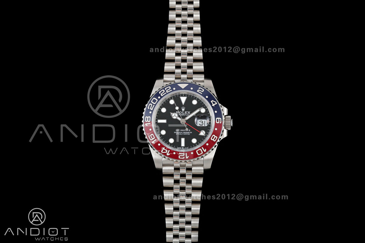 GMT-Master II 126710 BLRO Blue/Red V2 904L SS QF 1:1 Black Dial On Jubilee Bracelet SH3285 CHS (Free Sprung)